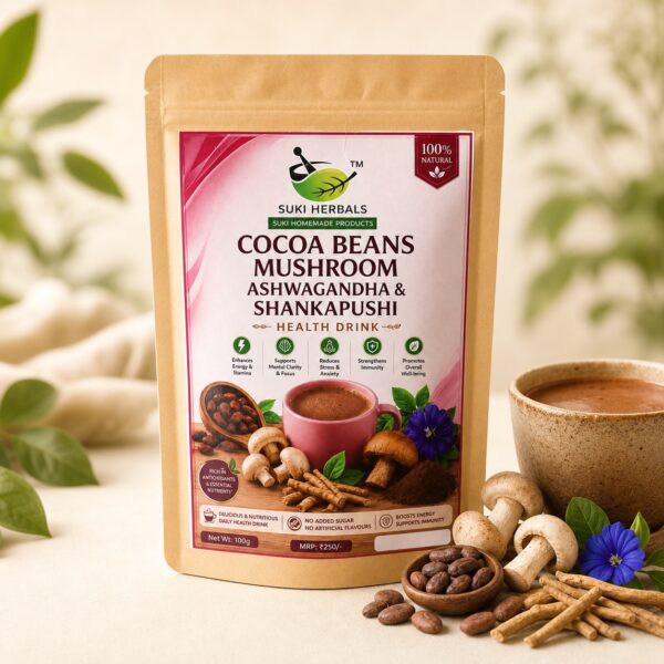 Cocoa Beans Mushroom Ashwagandha & Shankapushi Health Drink - premium product image