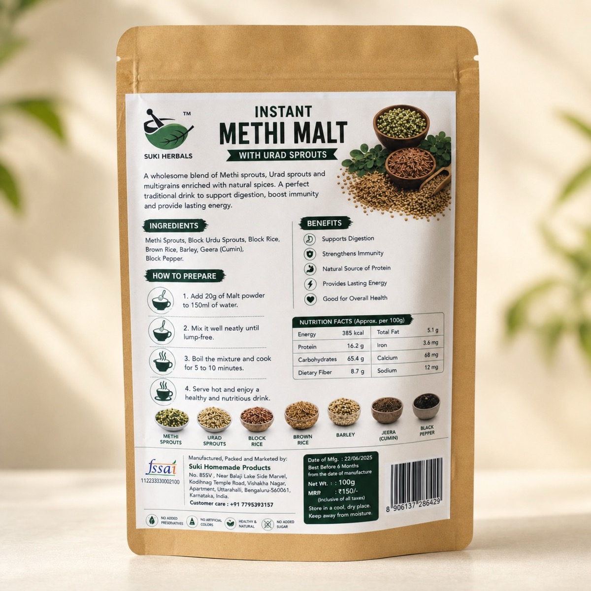 Instant Methi Malt with Urad Sprouts